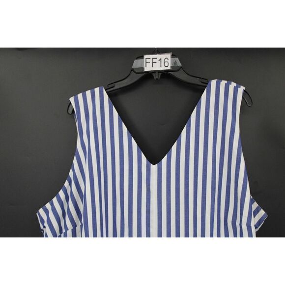 J CREW BLUE/WHITE STRIPED CAPRI ROMPER PLUS SIZE 24 V-NECK SLEEVELESS - Picture 8 of 10